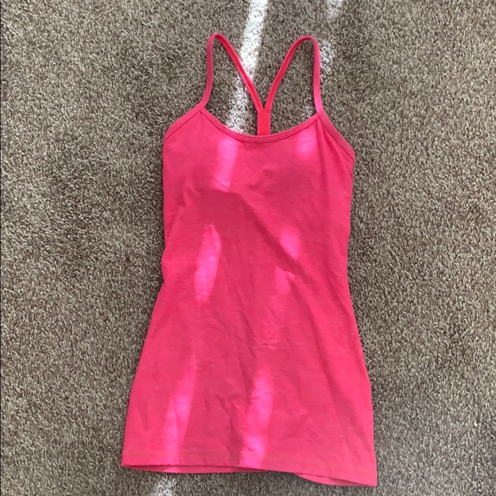 Pink lululemon power Y tank